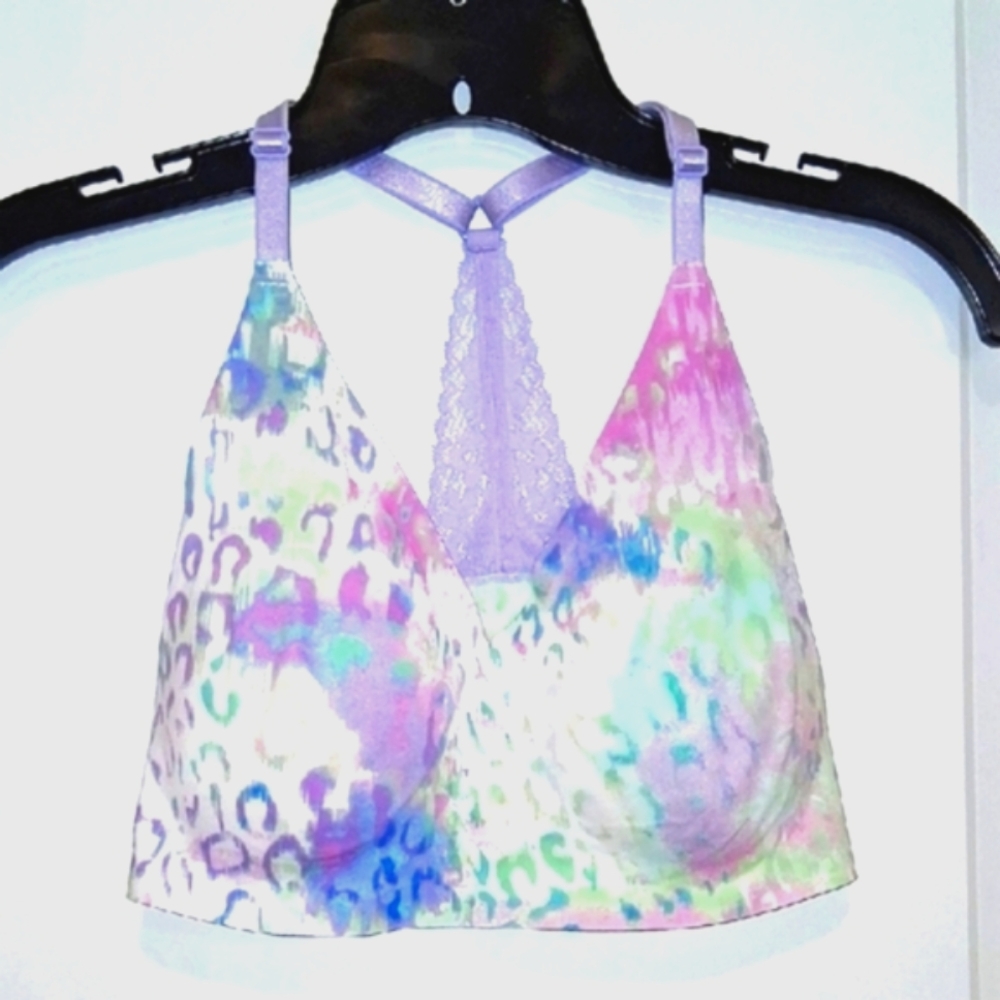 Victoria's Secret Purple and Green Bra with Watercolor Print